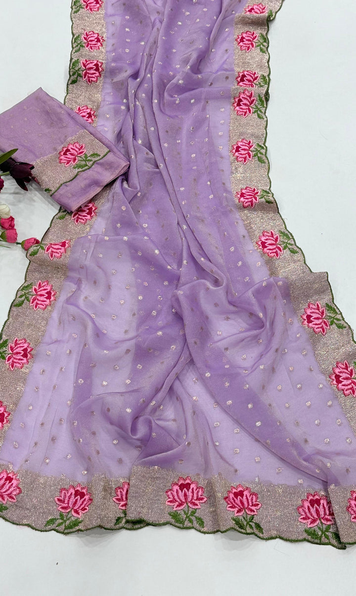 Emerald Noir- Silk (Semi) Saree with Mirror Work