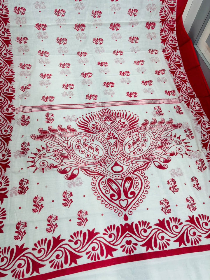 Sharod Shree Mul Cotton Saree with Print Work