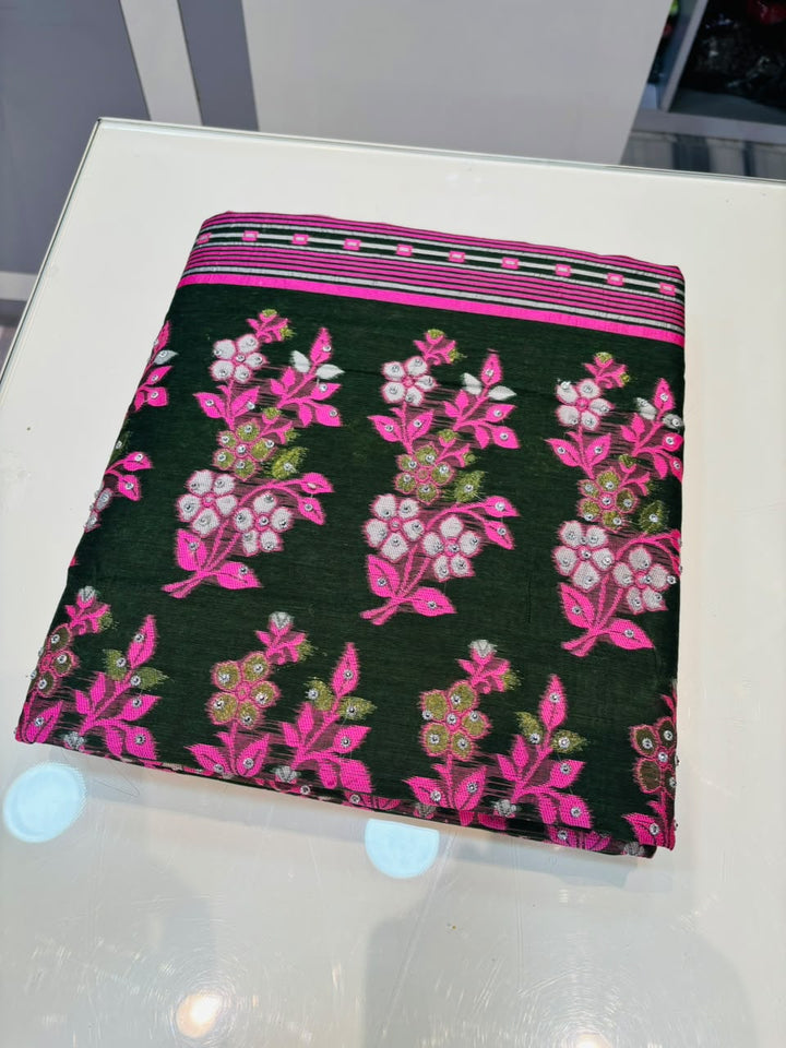 Shonarika Bengal Jamdani Saree With Stone Work
