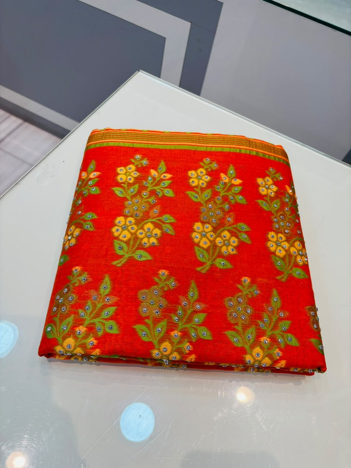 Shonarika Bengal Jamdani Saree With Stone Work