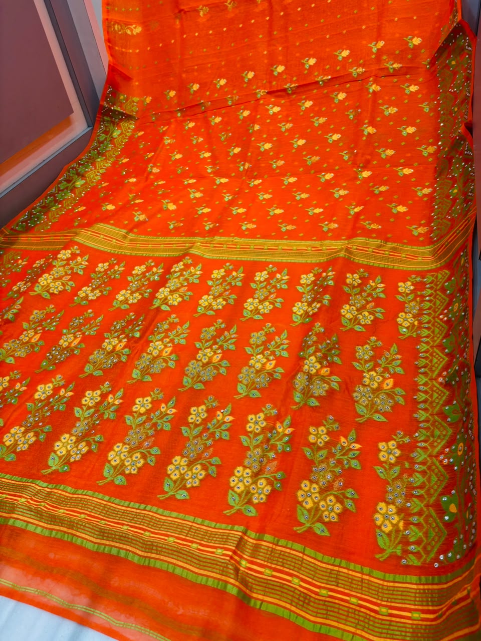 Shonarika Bengal Jamdani Saree With Stone Work