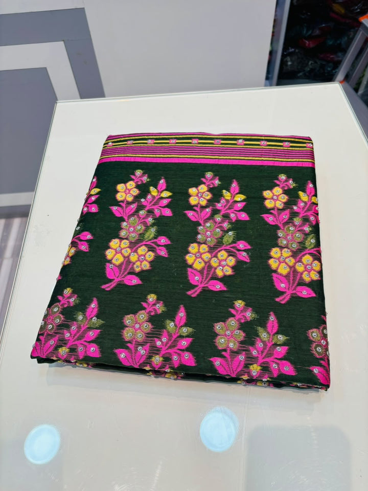 Shonarika Bengal Jamdani Saree With Stone Work