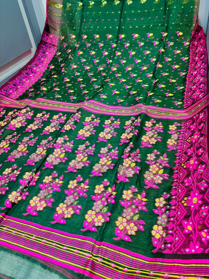 Shonarika Bengal Jamdani Saree With Stone Work