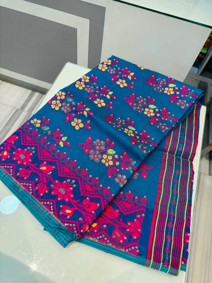 Shonarika Bengal Jamdani Saree With Stone Work