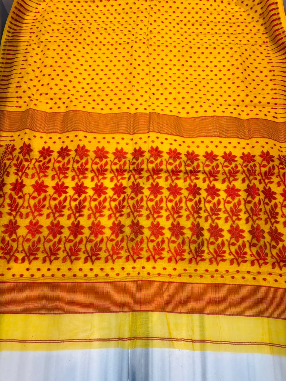 Basanti Bela Bengal Jamdani Saree
