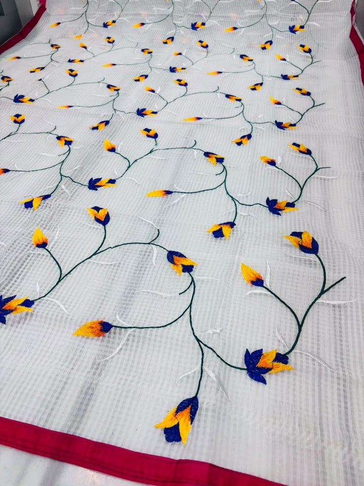 Kusum Reshom Kota Saree With Embroidery work