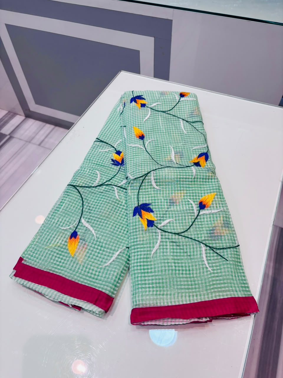 Kusum Reshom Kota Saree With Embroidery work
