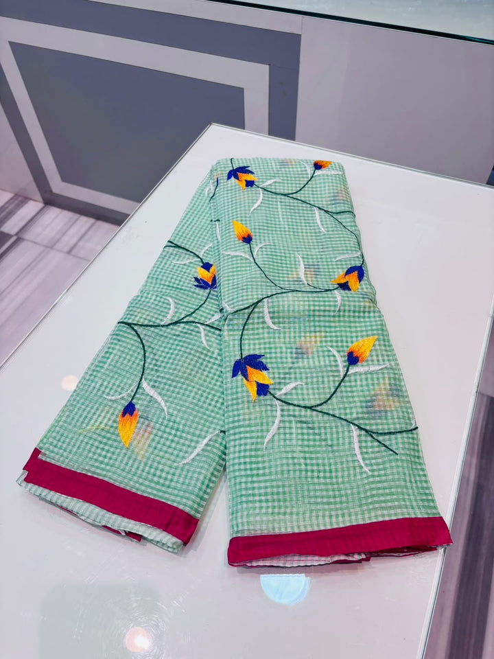 Kusum Reshom Kota Saree With Embroidery work