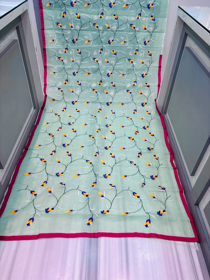 Kusum Reshom Kota Saree With Embroidery work