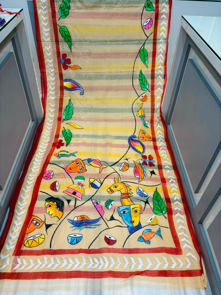 Madol Jhumur Hand Painted Resham Kota Saree