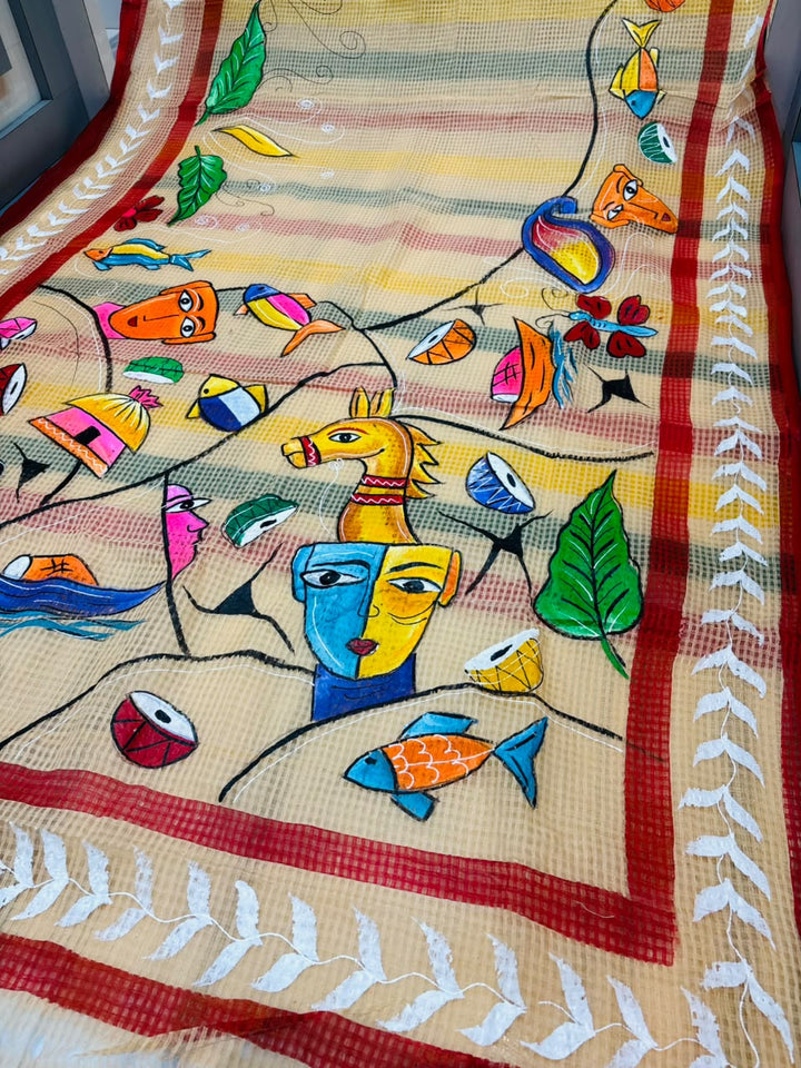 Madol Jhumur Hand Painted Resham Kota Saree