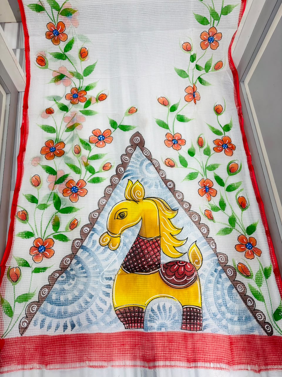 Ashwamedh Hand Painted Resham Kota Saree