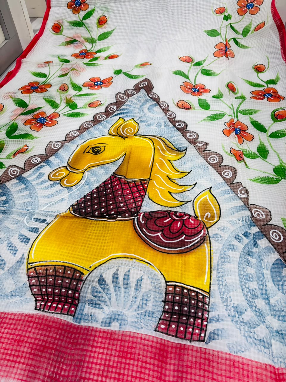 Ashwamedh Hand Painted Resham Kota Saree