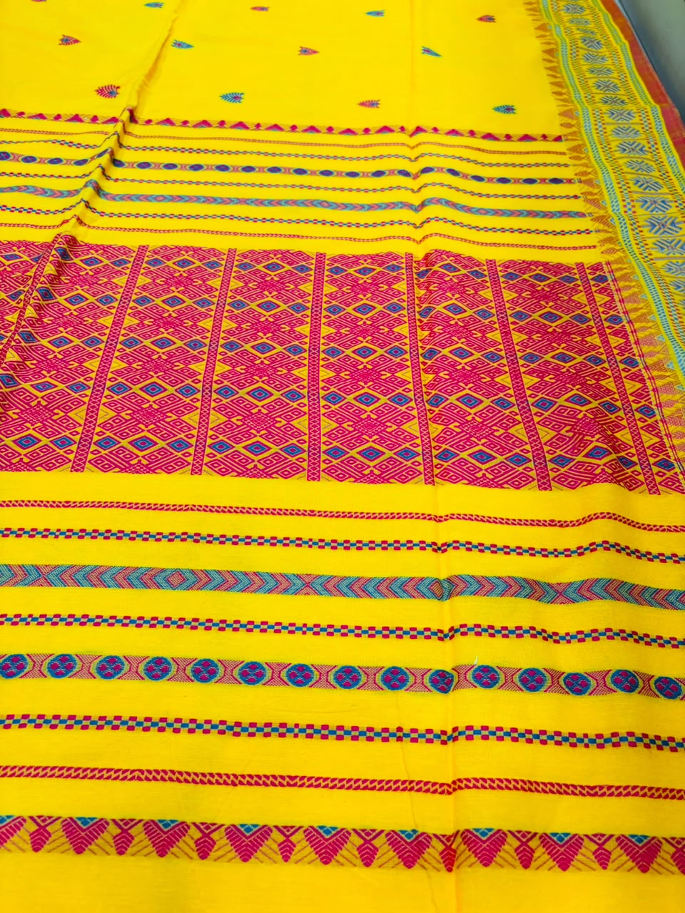 Haridrita Khadi Jamdani Saree