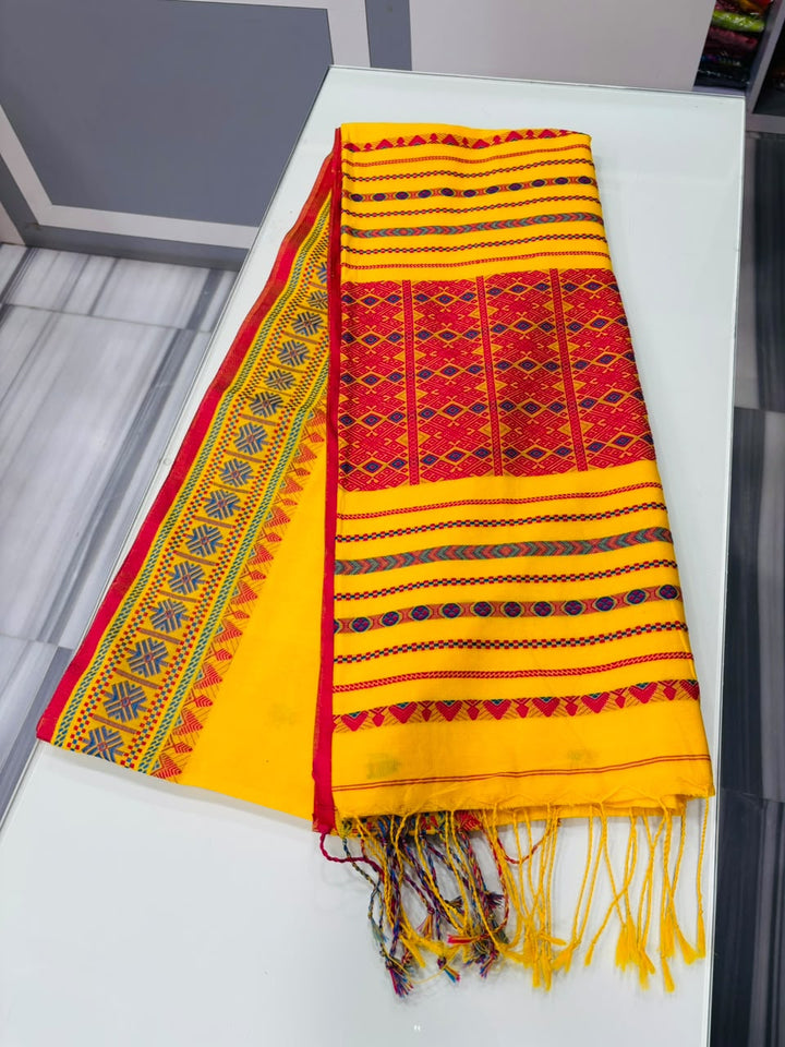 Haridrita Khadi Jamdani Saree