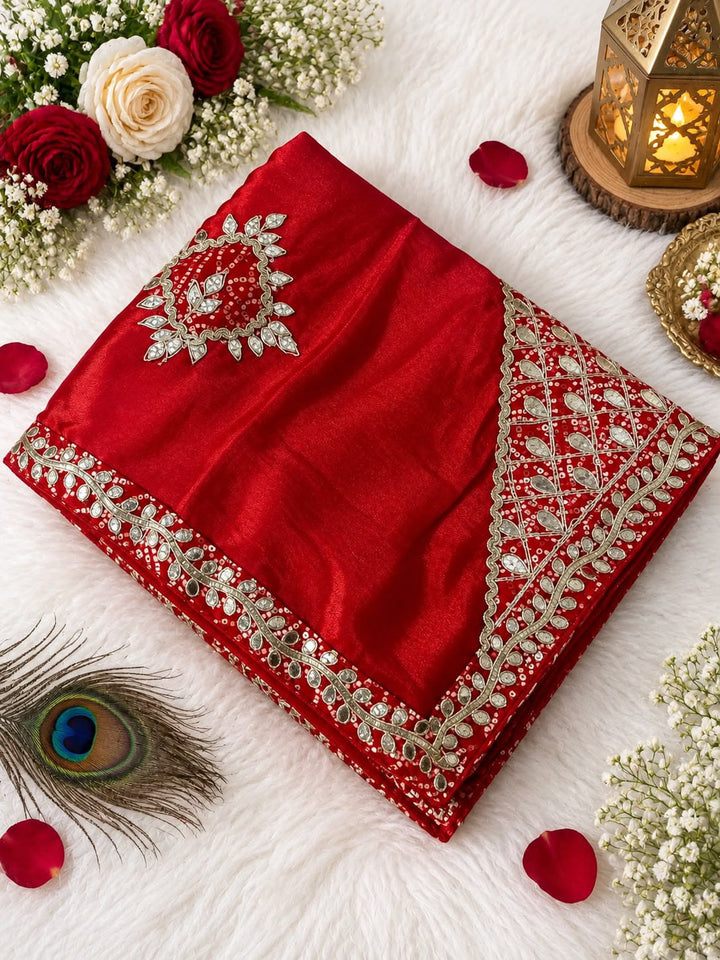 The Celebration Queen – Chinnon Silk Saree with Gota Patti Work