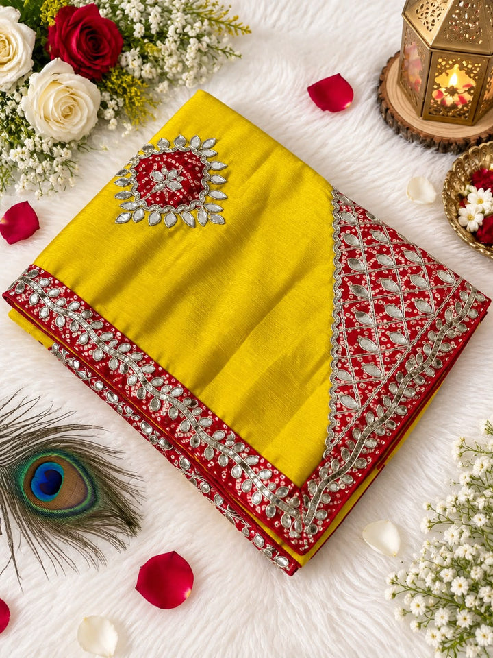 The Celebration Queen – Chinnon Silk Saree with Gota Patti Work