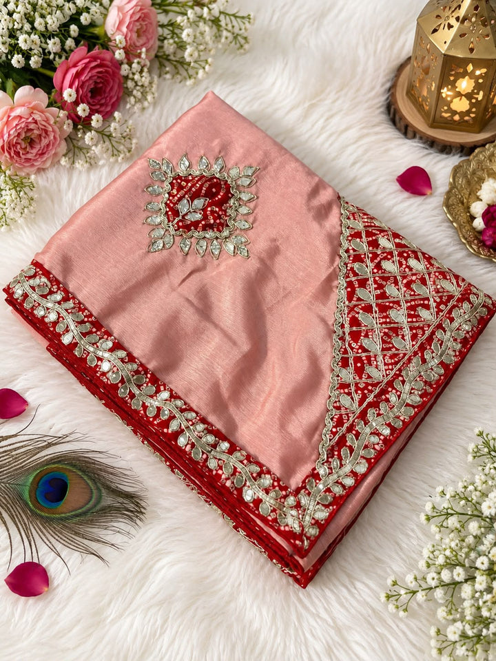 The Celebration Queen – Chinnon Silk Saree with Gota Patti Work