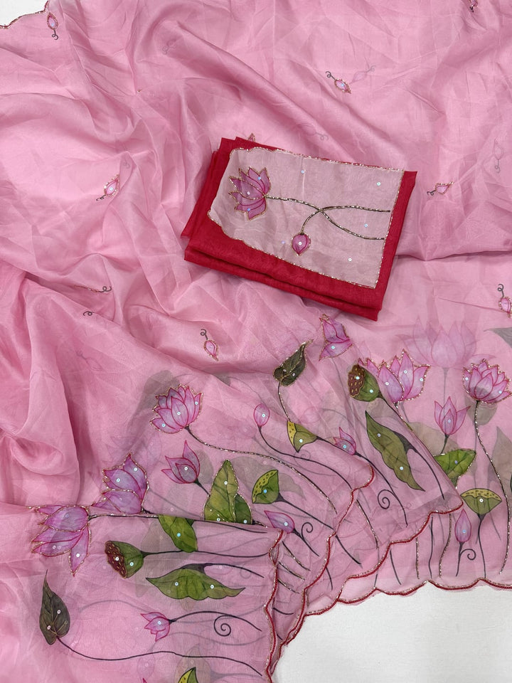 Midnight Spark– Digital Floral Print Katdana Saree