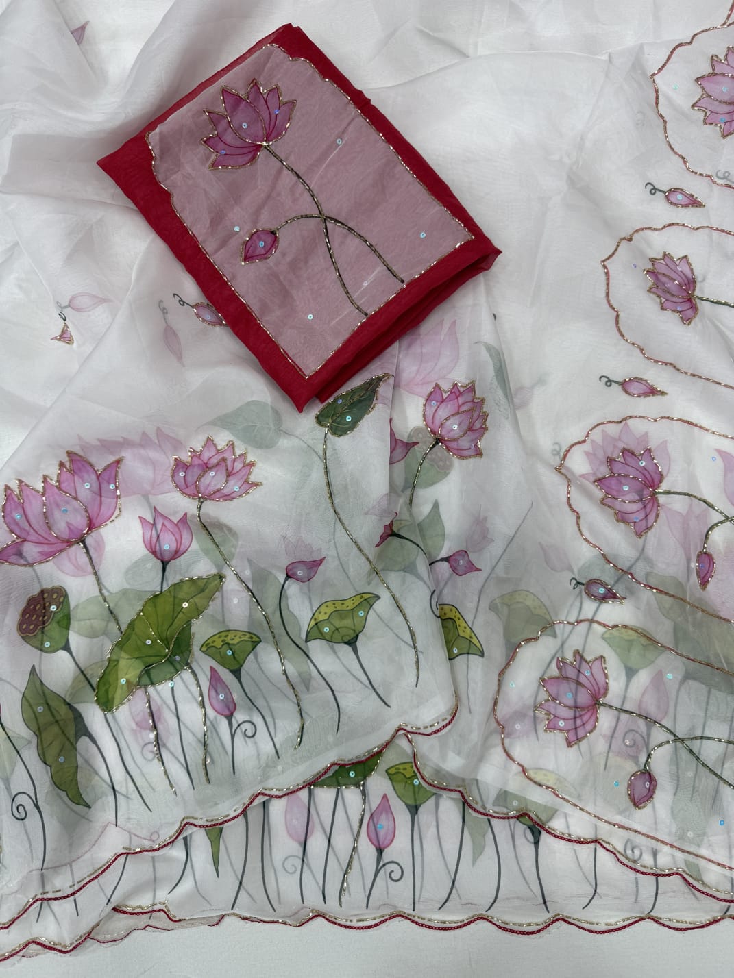 Midnight Spark– Digital Floral Print Katdana Saree