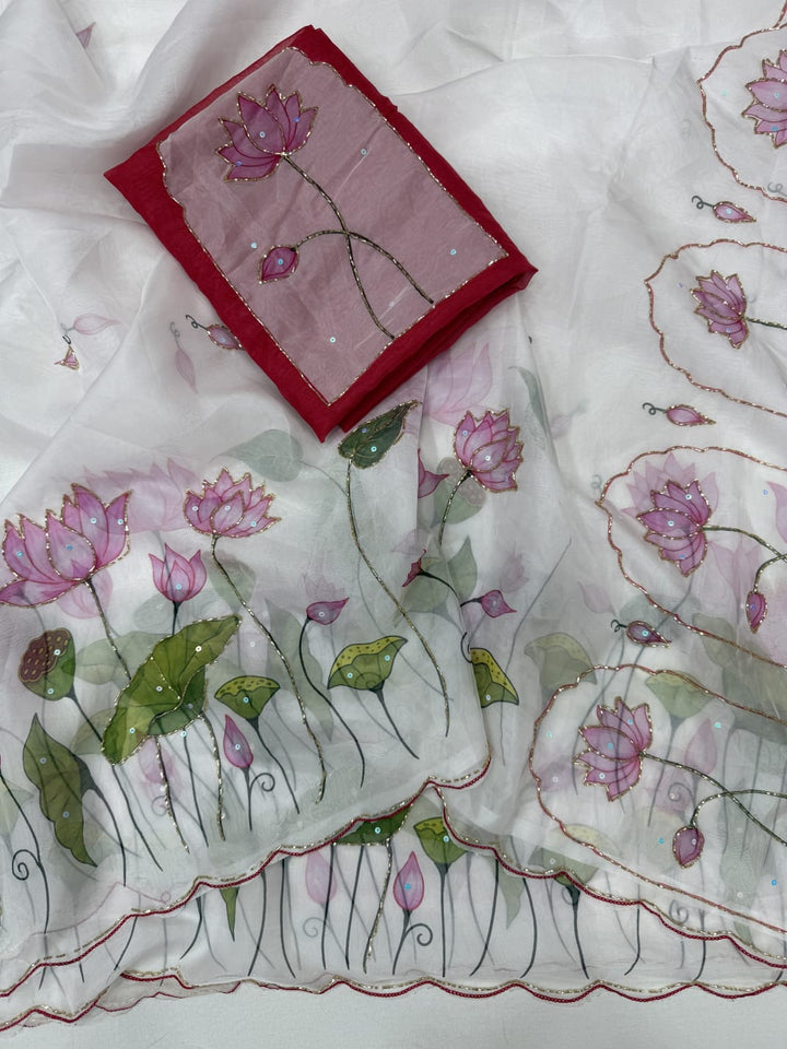 Midnight Spark– Digital Floral Print Katdana Saree