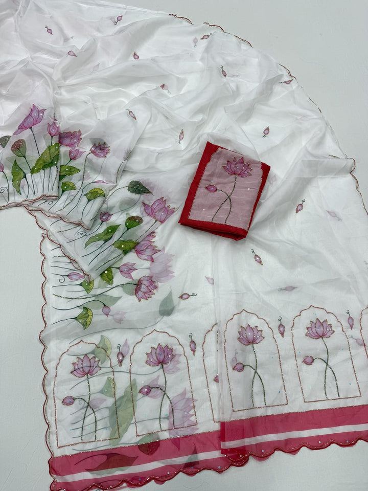 Midnight Spark– Digital Floral Print Katdana Saree