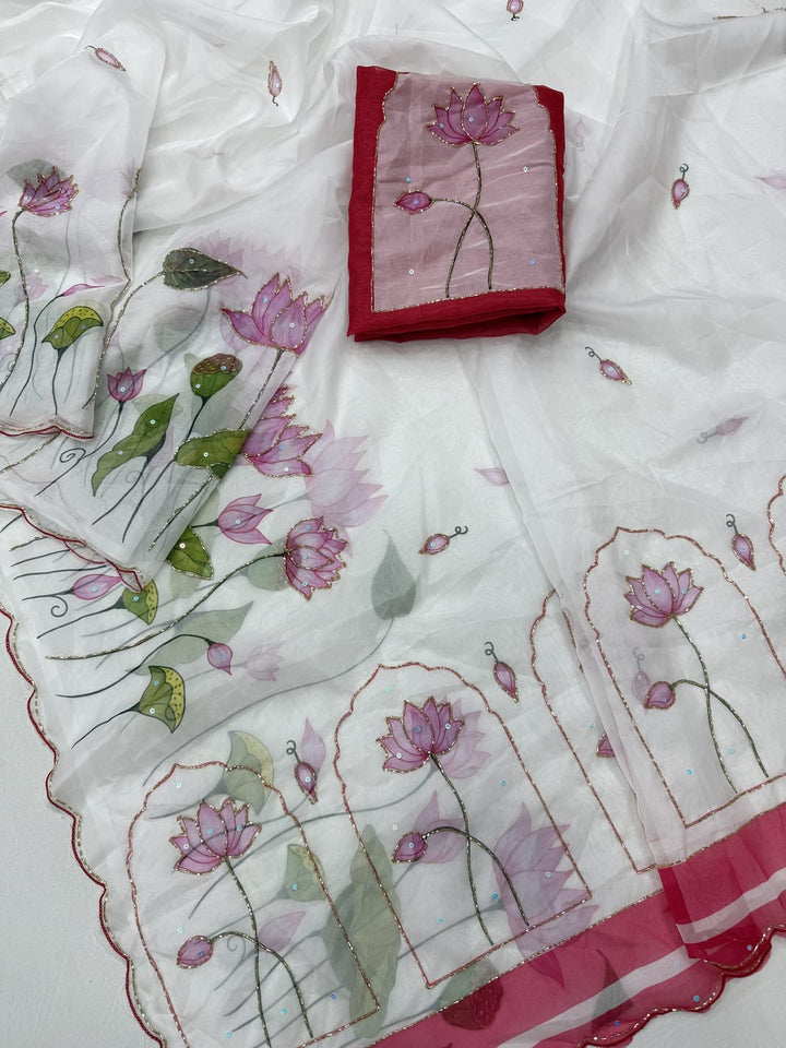 Midnight Spark– Digital Floral Print Katdana Saree