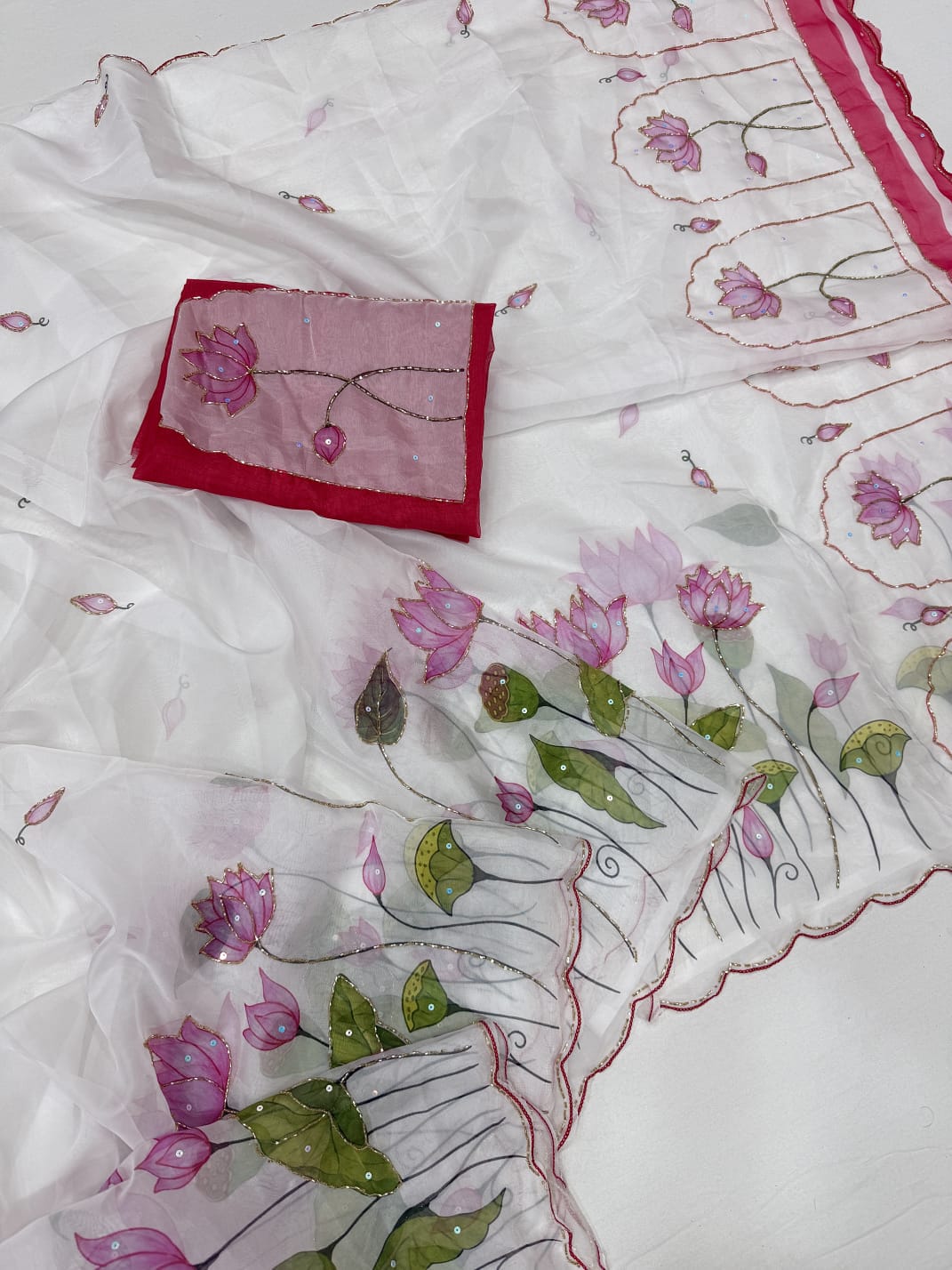 Midnight Spark– Digital Floral Print Katdana Saree