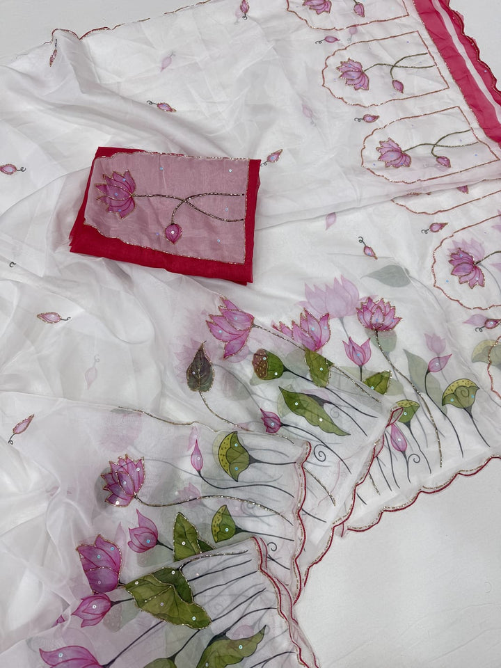 Midnight Spark– Digital Floral Print Katdana Saree