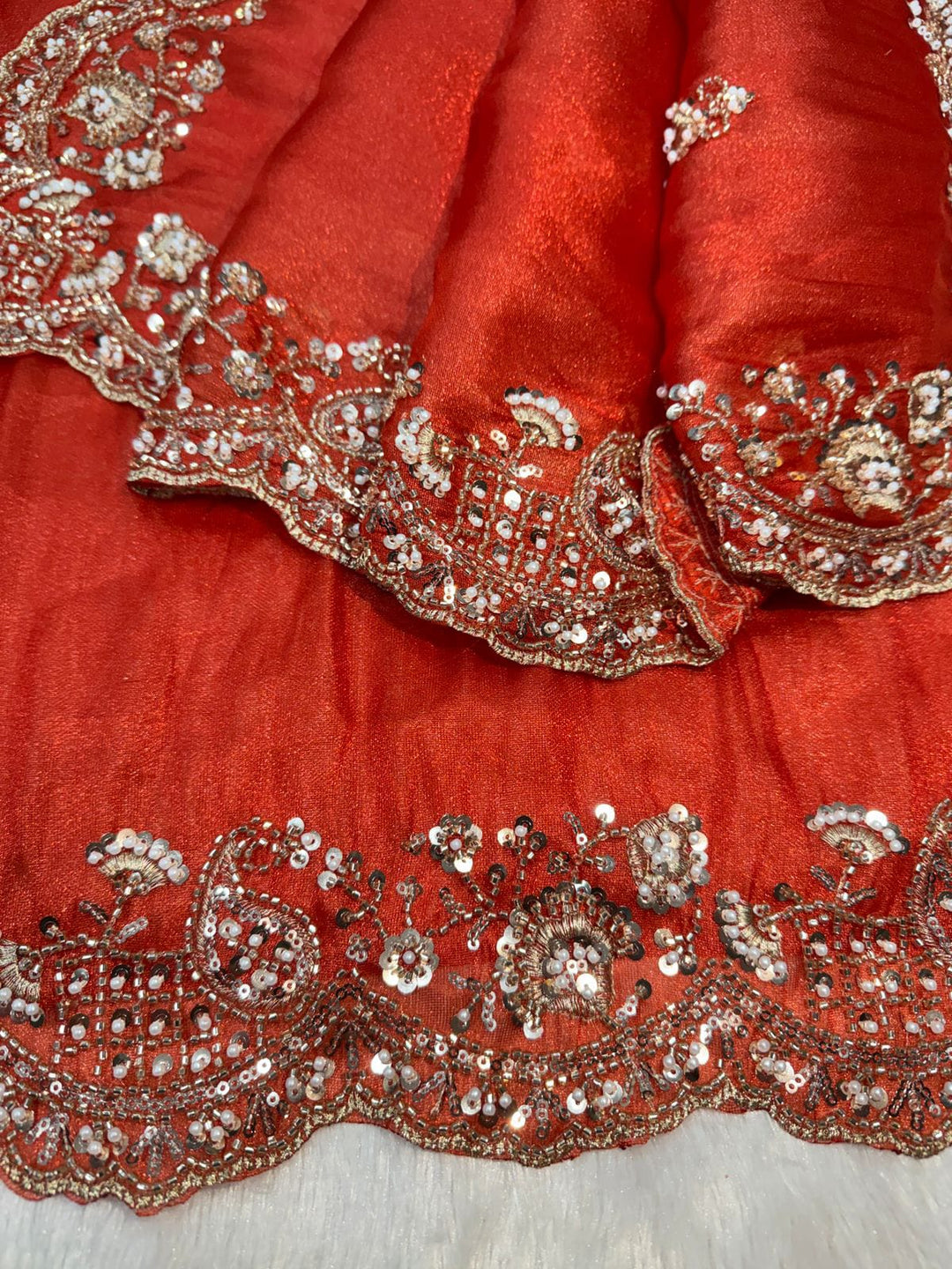 Regal Beauty – Soft Tissue Saree With Embroidery Work