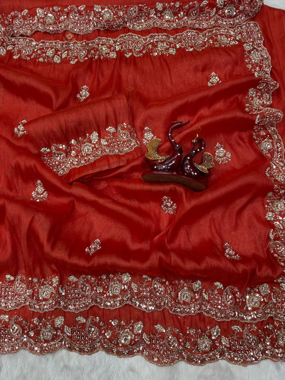 Regal Beauty – Soft Tissue Saree With Embroidery Work
