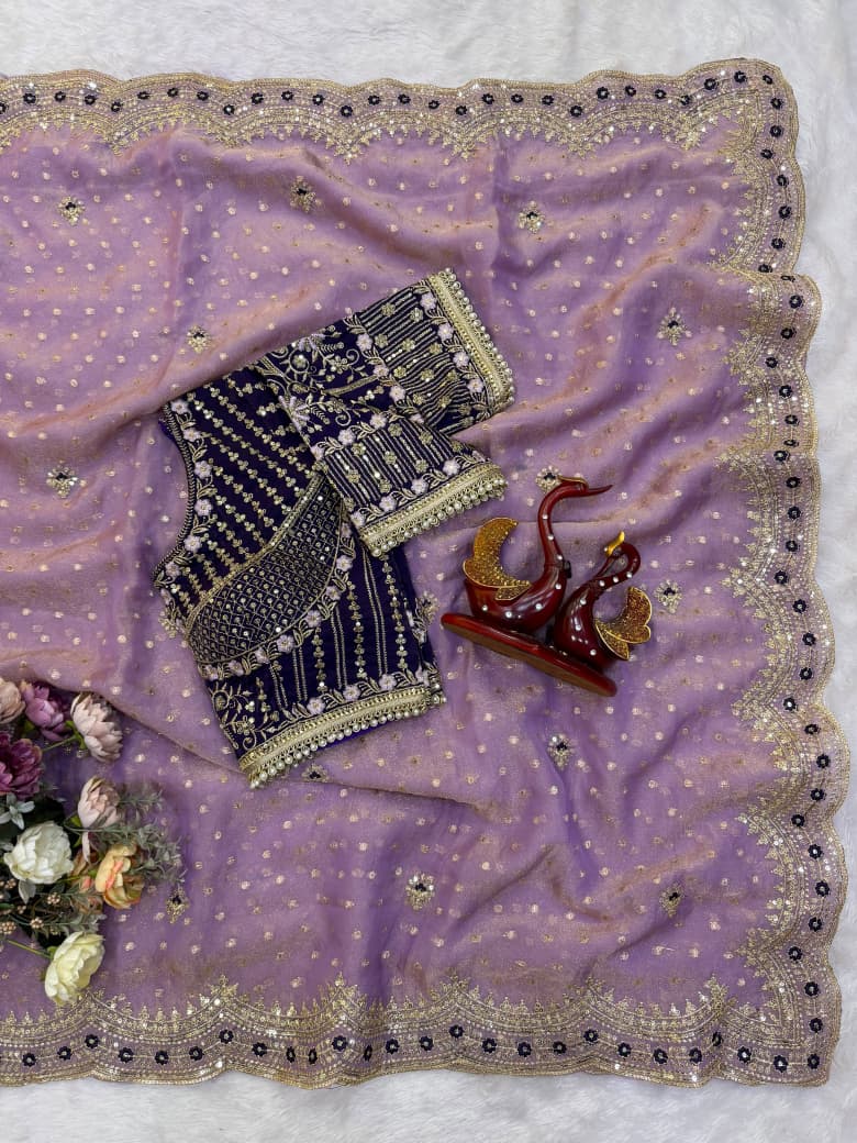 All That Glitters – Sequin & Zari Embroidered Frendy Satin Silk Saree