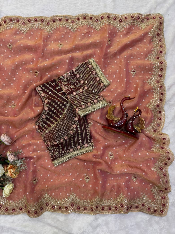 All That Glitters – Sequin & Zari Embroidered Frendy Satin Silk Saree