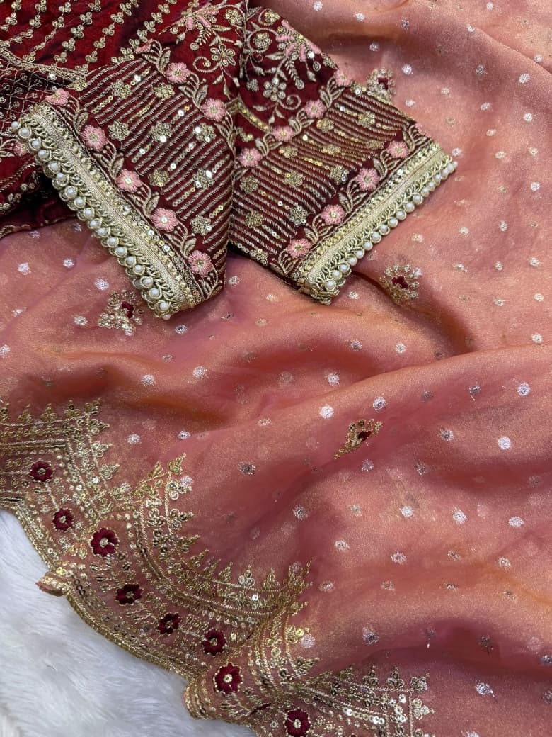 All That Glitters – Sequin & Zari Embroidered Frendy Satin Silk Saree