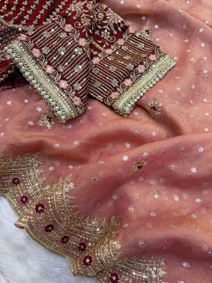 All That Glitters – Sequin & Zari Embroidered Frendy Satin Silk Saree