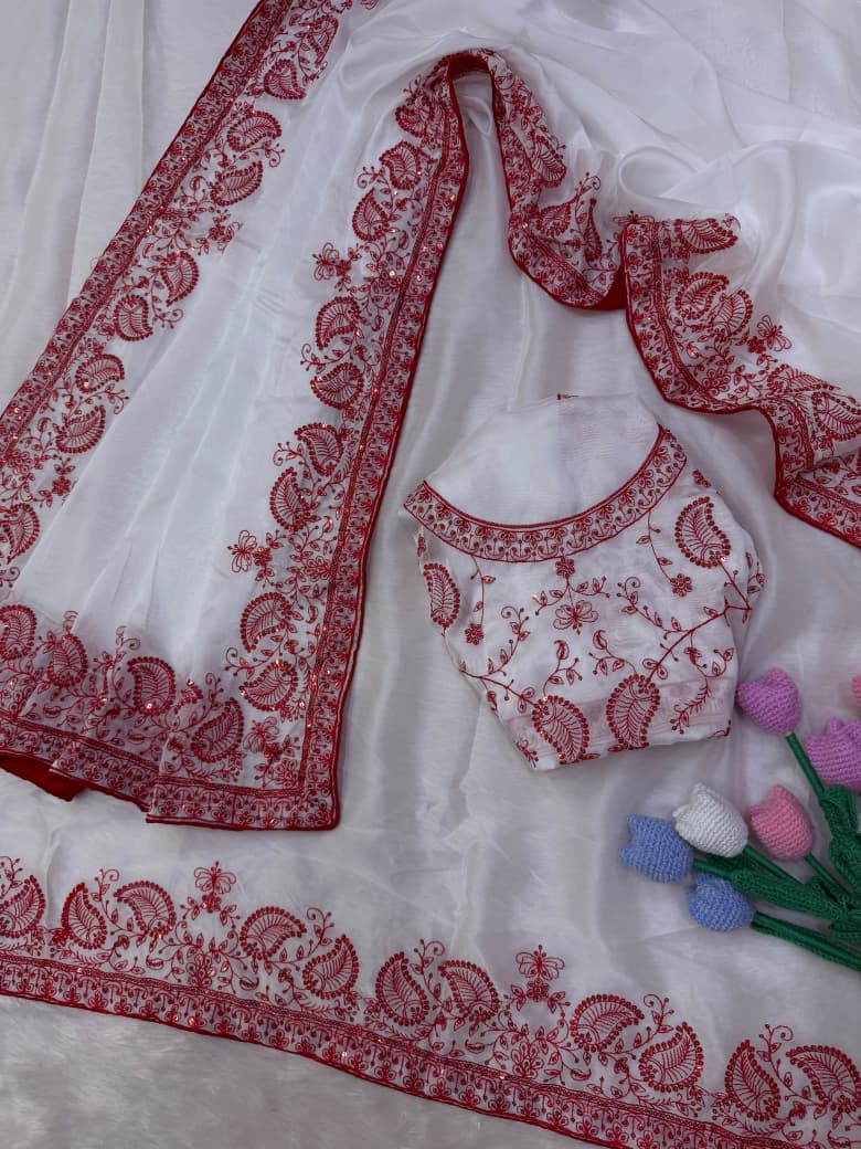 A Moment of Magic – Tebby Silk Saree with Sequin & Thread Embroidery Work