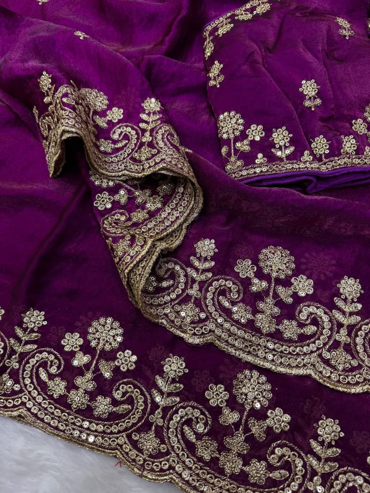 Glam Theory – Fancy Silk Saree with Sequin & Zari Embroidered