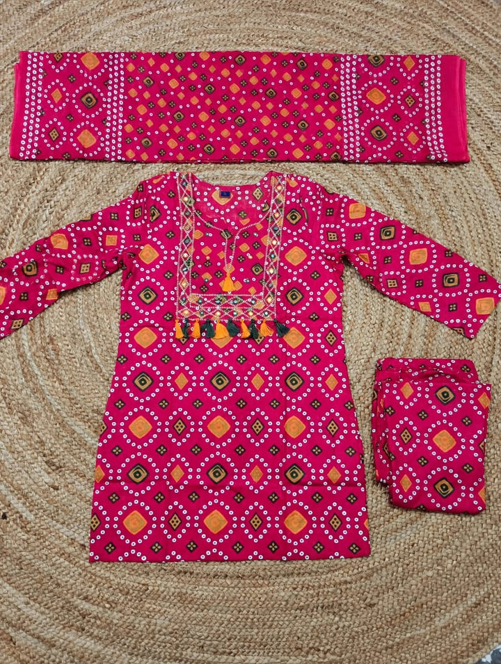 Ishq Di Heer – Bandhani Cotton Kurti Set