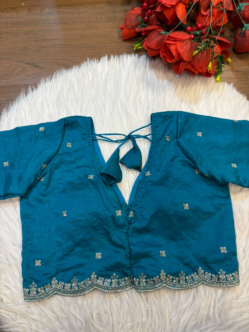 Falling For Florals Vichitra Silk Blouse