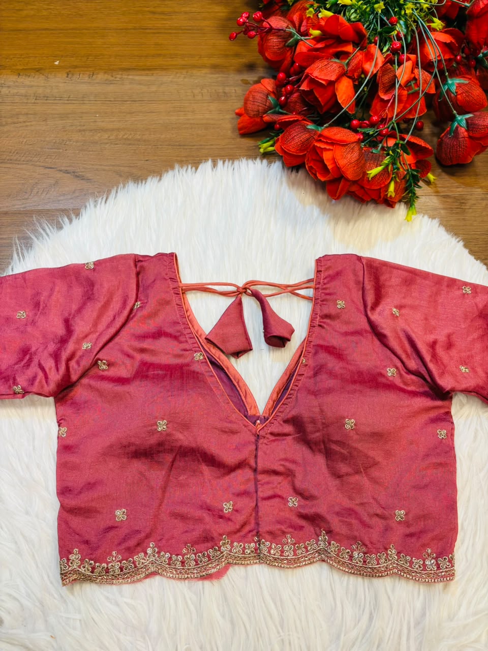 Falling For Florals Vichitra Silk Blouse