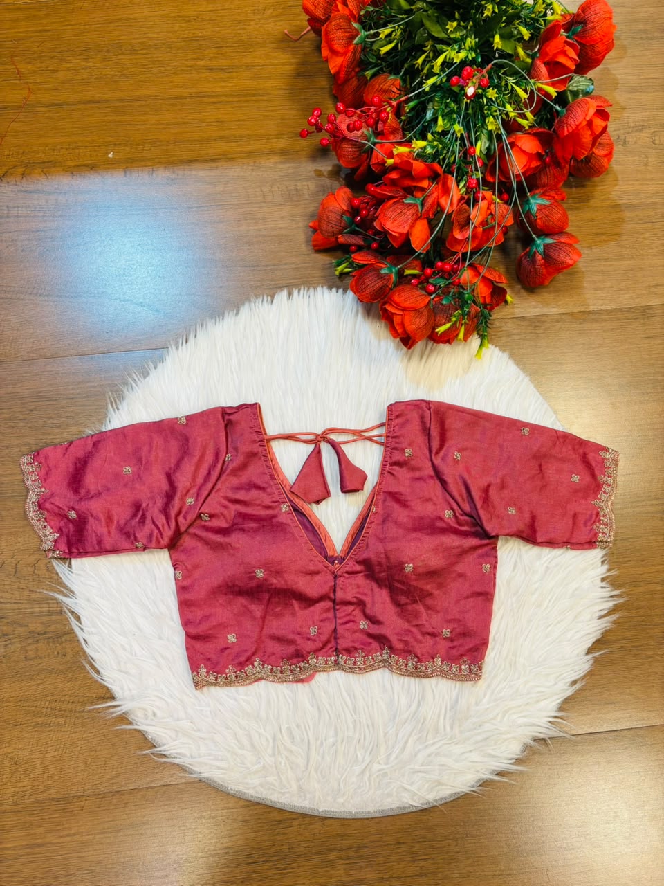 Falling For Florals Vichitra Silk Blouse