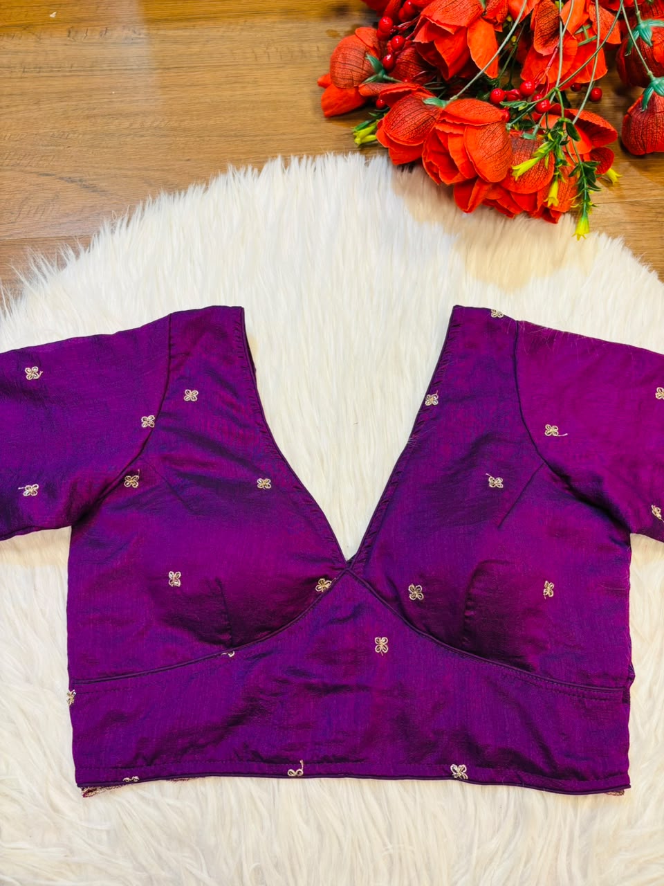 Falling For Florals Vichitra Silk Blouse