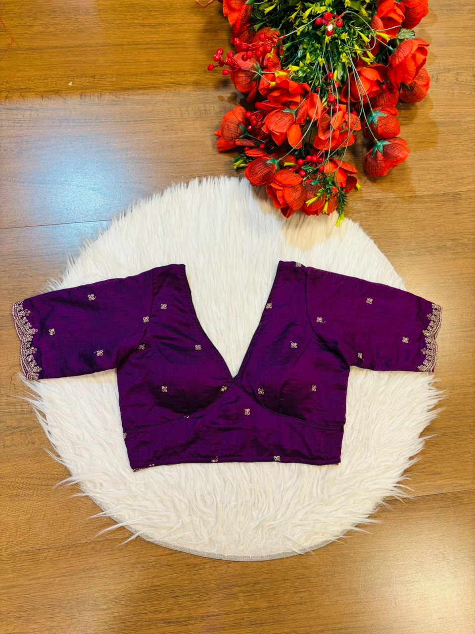 Falling For Florals Vichitra Silk Blouse