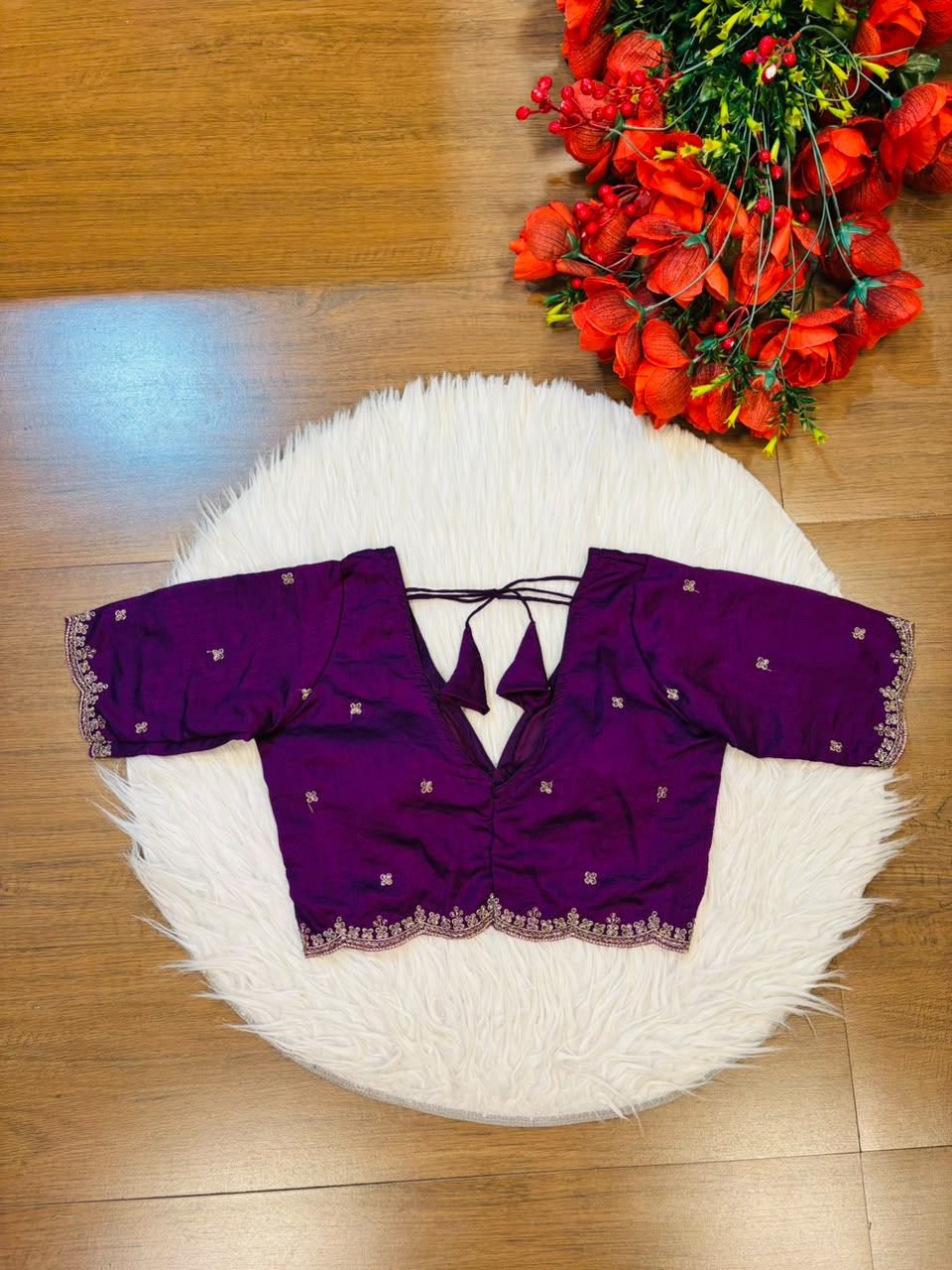 Falling For Florals Vichitra Silk Blouse