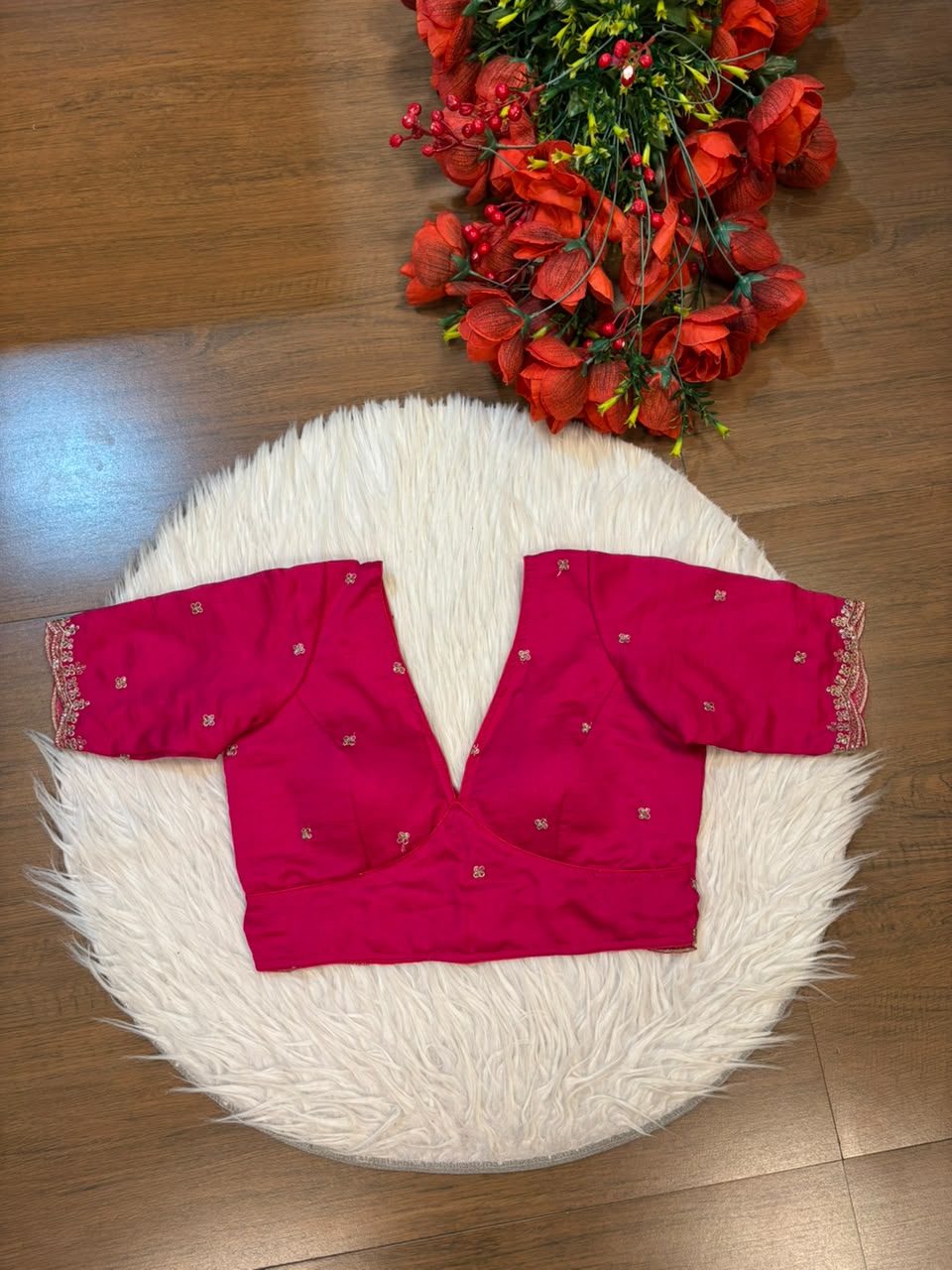 Falling For Florals Vichitra Silk Blouse