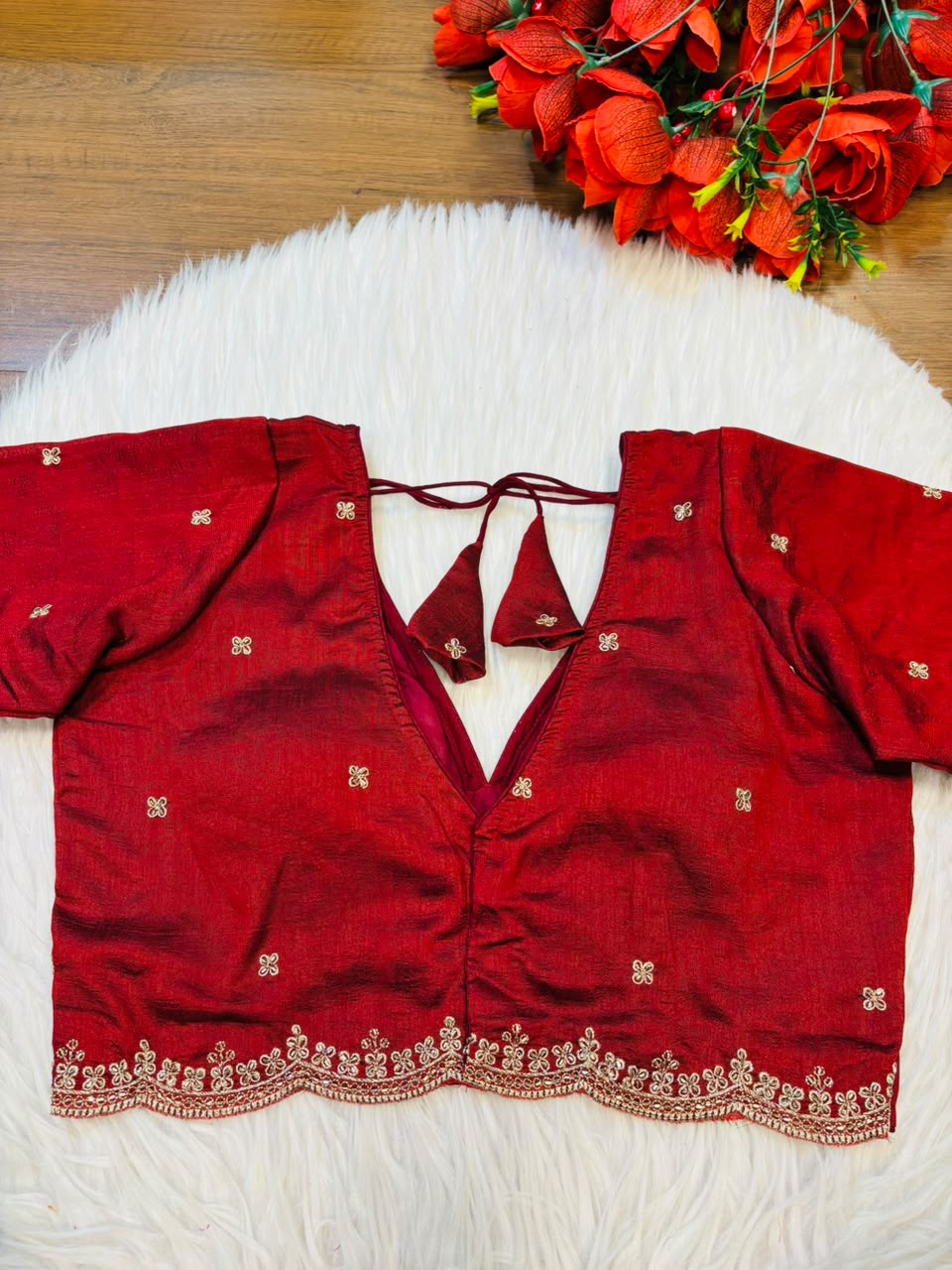 Falling For Florals Vichitra Silk Blouse