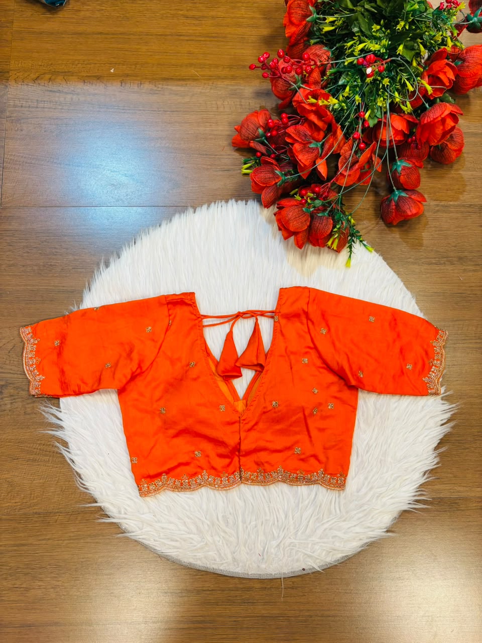 Falling For Florals Vichitra Silk Blouse