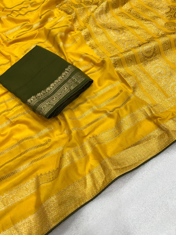 Evelyn in Gold Georgette Silk Saree