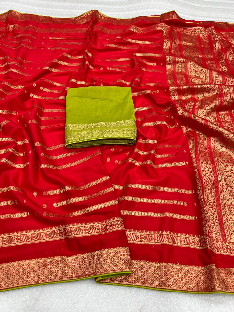 Evelyn in Gold Georgette Silk Saree