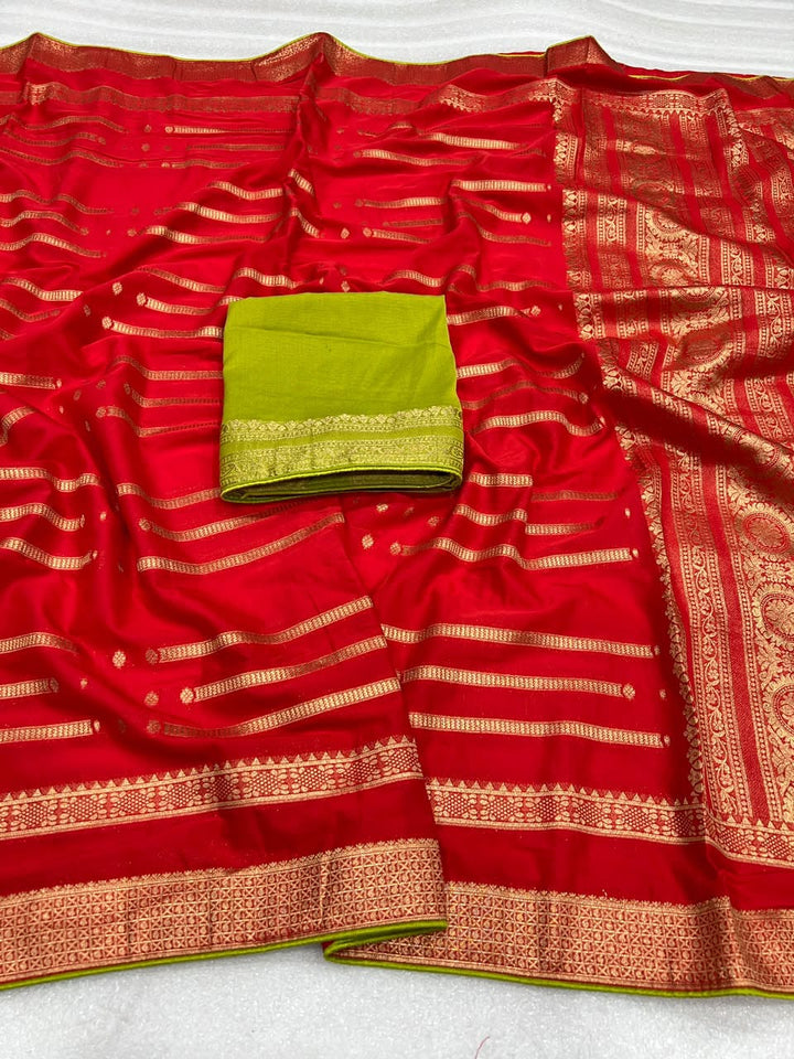 Evelyn in Gold Georgette Silk Saree